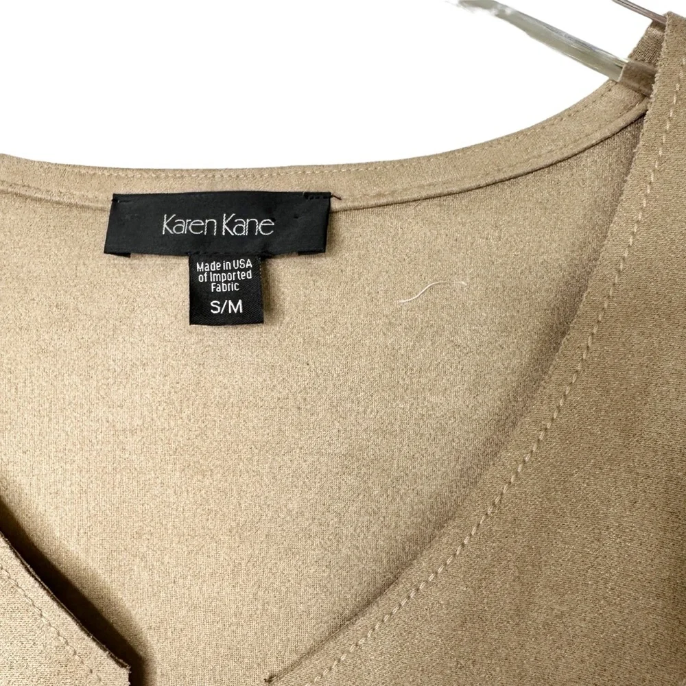 Karen Kane Faux Suede Tan Fringe Cape Large - Picture 5 of 12